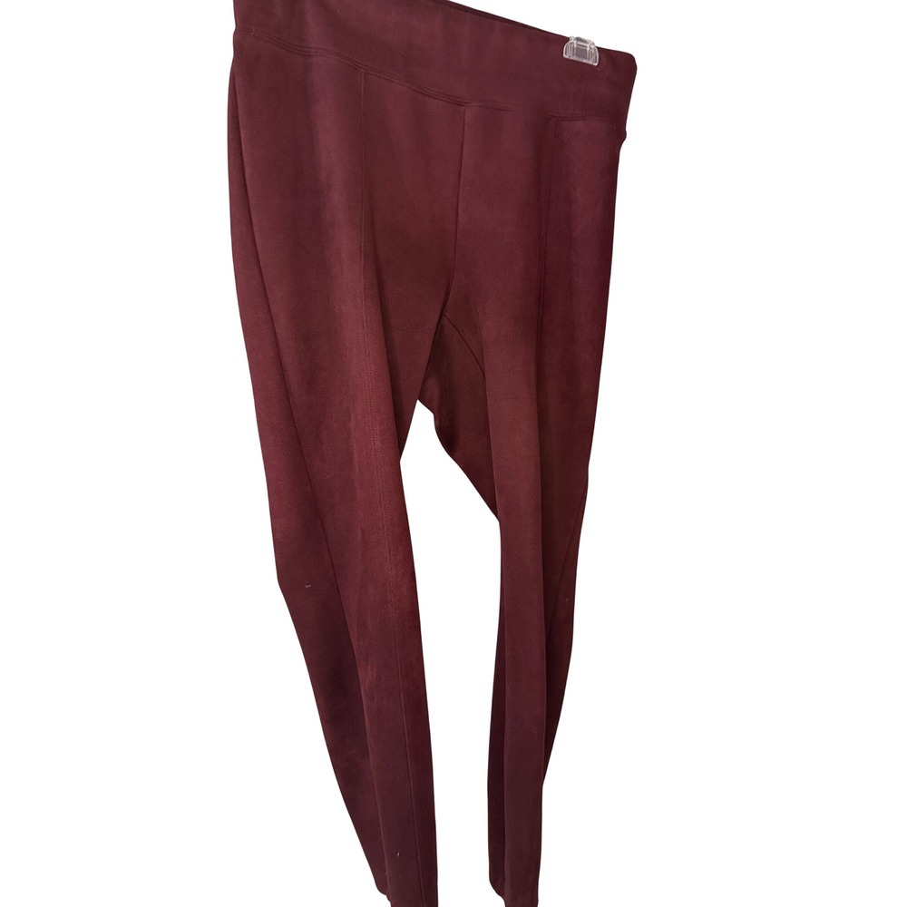Old Navy Stevie Faux Suede Burgundy High Rise Seamed Leggings Pants 1X Plus